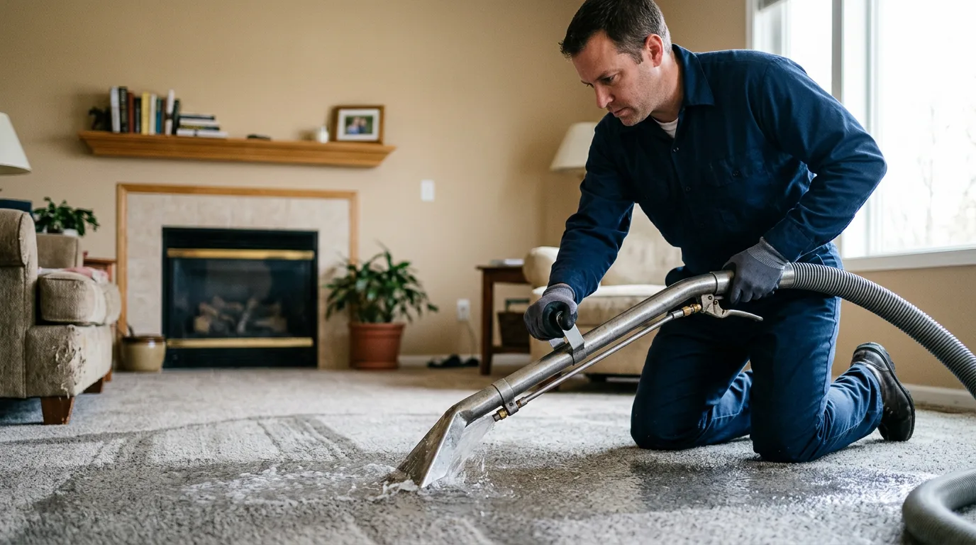 Water damage restoration technician working near Ypsilanti, MI